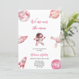 ROZE RUIMTE BABYSHOWER UITNODIGING