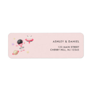 Roze ruimte Galaxy Birthday Return Label