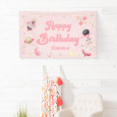 Roze ruimte Happy Birthday-banner Spandoek (Insitu)