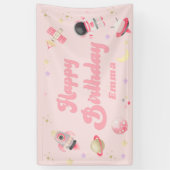Roze ruimte Happy Birthday-banner Spandoek (Verticaal)