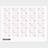 Roze ruimtemoon en sterren Birthday Hartelijk dank Vierkante Sticker (Vel)