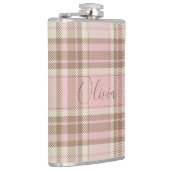 Roze ruit bruine ruit waterverf bruidsmeisje cadea heupfles (Rechts)