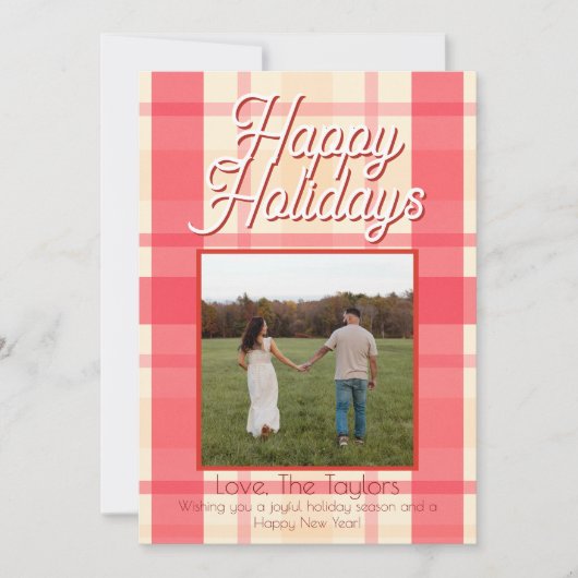 Roze ruit vintage feestdagenkaart (Voorkant)