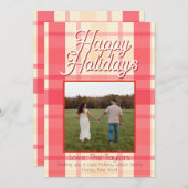 Roze ruit vintage feestdagenkaart (Voorkant / Achterkant)