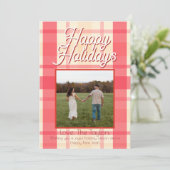 Roze ruit vintage feestdagenkaart (Staand voorkant)