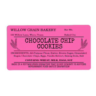 Roze Rustic Cottage Chocolate Chip Cookie Label