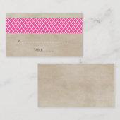 Roze Rustic Quatrefoil Weddenschap Place Card Plaatskaartje (Voorkant / Achterkant)