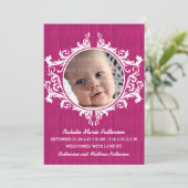 Roze Rustic Swirls Baby Aankondiging (Staand voorkant)