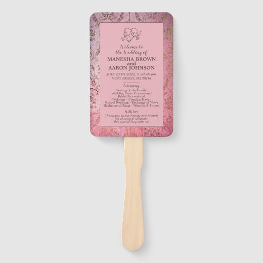 ROZE RUSTIEK - Trouwprogramma waaier (Voorkant)
