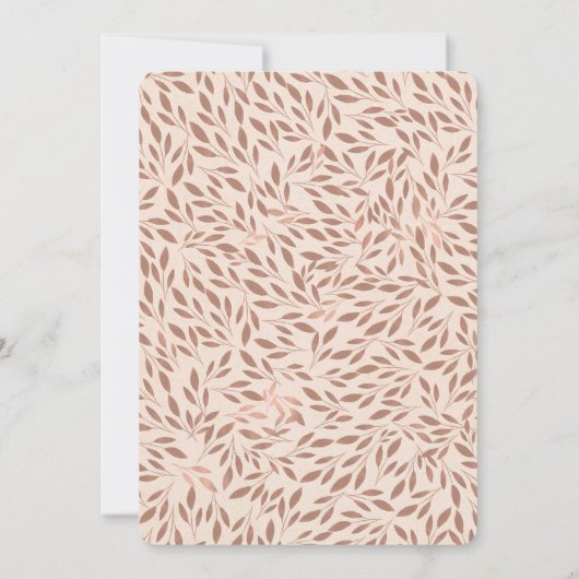 Roze rustieke bladeren botanische glam bruiloft kaart (Achterkant)