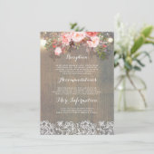 Roze Rustieke Bloemen Trouwinformatie Gast Informatiekaartje (Staand voorkant)