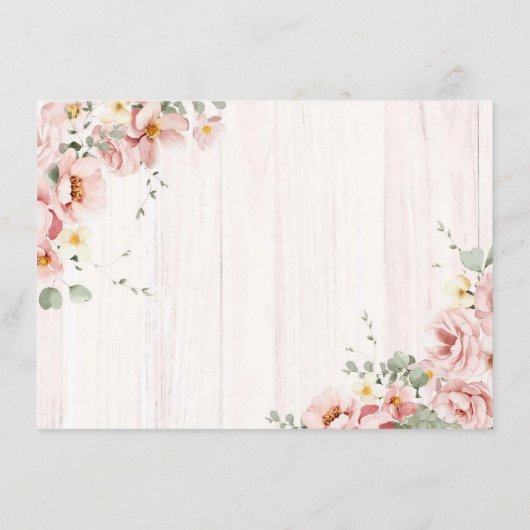 Roze rustieke houten camper dank u kaart (Achterkant)