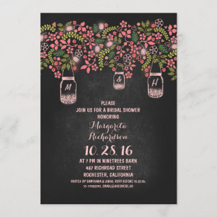 Roze rustieke Mason Jars krijtbord vrijgezellenfee Kaart