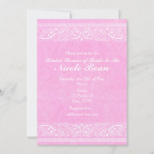 Roze Rustieke Paisley Landelijke Westerse Bruidsdo Kaart