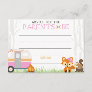 Roze RV Camper Baby shower Advies Kaarten