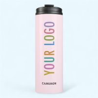 Roze RVS-beker Logo merk 360 ml