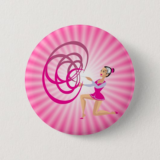 Roze Rythmic Gymnastiek Lint Ronde Button 5,7 Cm (Voorkant)