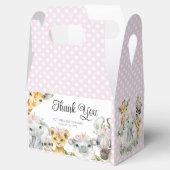 Roze Safari Dieren Baby shower Favor Box Bedankdoosjes (Geopend)