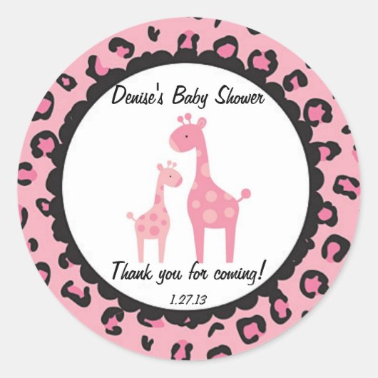 Roze Safari Giraffe Sticker (Voorkant)