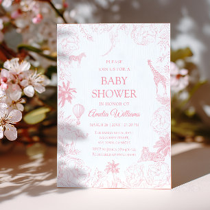 Roze safari jungle dieren elegante douche kaart