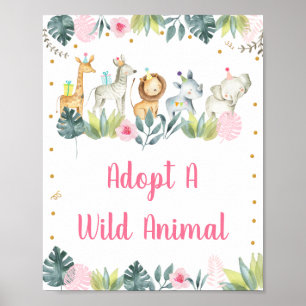 Roze Safari Oerwoud adopteert een dierdag Poster