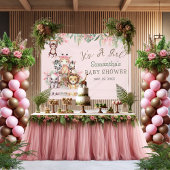 Roze Safari Oerwoud Baby shower Banner Meisjes The