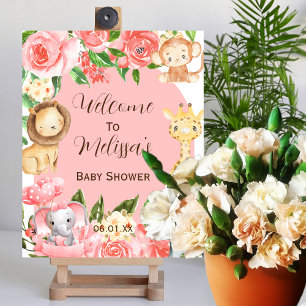 Roze safari thema Welkomstteken poster