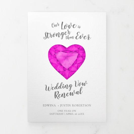 Roze saffier aangepaste foto bruiloortsvowel verni drieluik programma (Cover)