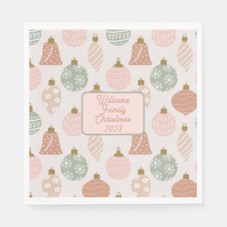 Roze Sage Boho Ornamenten Gepersonaliseerde Kerstm Servet