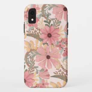 Roze Sage Green Floral laat Waterverf Pattern iPhone XR Hoesje