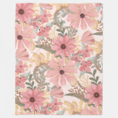 Roze Sage Green Floral laat Waterverf Pattern Fleece Deken (Voorkant)
