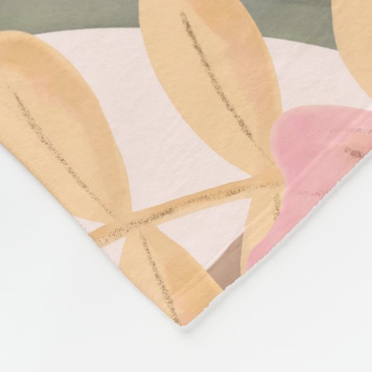 Roze Sage Green Floral laat Waterverf Pattern Fleece Deken (Hoek)