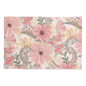 Roze Sage Green Floral laat Waterverf Pattern Kussensloop (Achterkant)