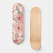 Roze Sage Green Floral laat Waterverf Pattern Skateboard (Voorkant)