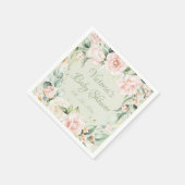 Roze Sage Groen Bloemen Gepersonaliseerd Baby show Servet (Hoek)