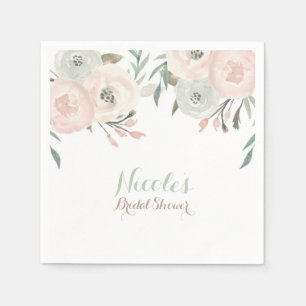 Roze & Sage Mint Groen Moderne Bloemen Elegant Servetten