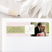 Roze Sage Monogram Foto Bruiloft Adresetiketten Etiket (Insitu)