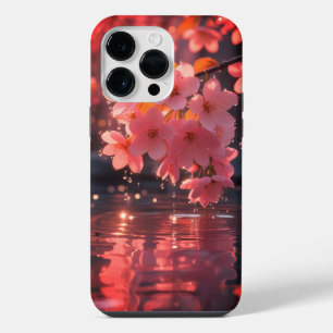 Roze sakura bloemen boven water Serene Spring Na iPhone 14 Pro Max Hoesje