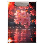 Roze sakura bloemen boven water | Serene Spring Na Klembord (Voorkant)