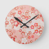 Roze Sakura Blossom Japans Patroon Ronde Klok (Voorkant)