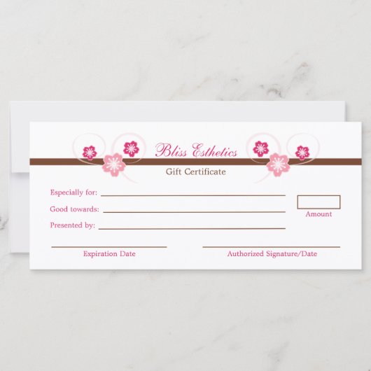 Roze Sakura Cadeaubon Template (Voorkant)