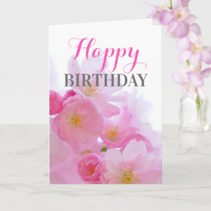 Roze Sakura Cherry Blossom Floral Birthday Card Kaart