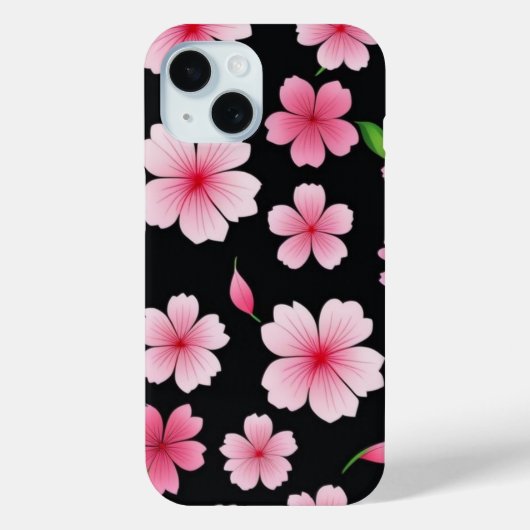 Roze Sakura Cherry Blossom op zwarte achtergrond Case-Mate iPhone Case (Achterkant)