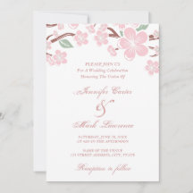 Roze Sakura Cherry Blossom Wedding Uitnodiging