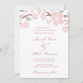 Roze Sakura Cherry Blossom Wedding Uitnodiging