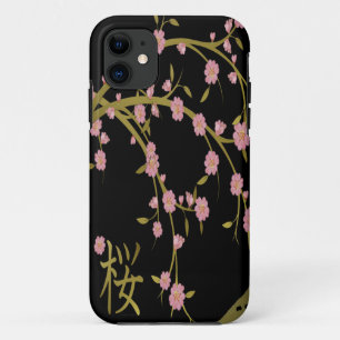 Roze Sakura Gold Black Japans scherm iPhone 11 Hoesje