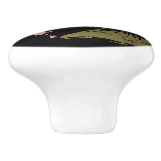 Roze Sakura Gold Black Japans scherm Keramische Knop (Zijkant)