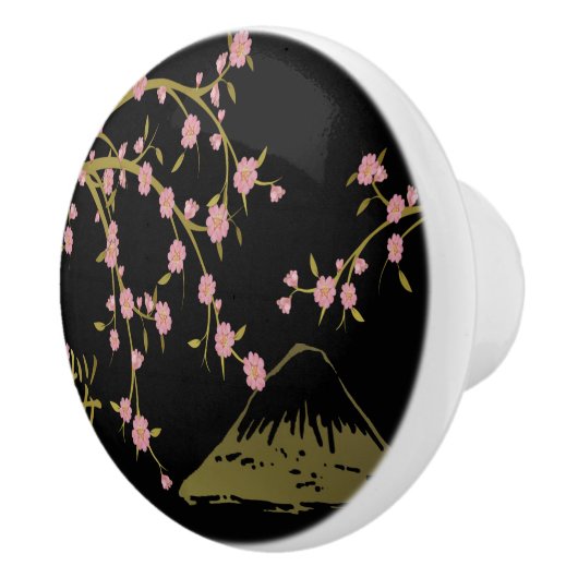 Roze Sakura Gold Black Japans scherm Keramische Knop (Rechts)