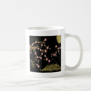 Roze Sakura Gold Black Japans scherm Koffiemok