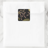 Roze Sakura Gold Black Japans scherm Vierkante Sticker (Tas)